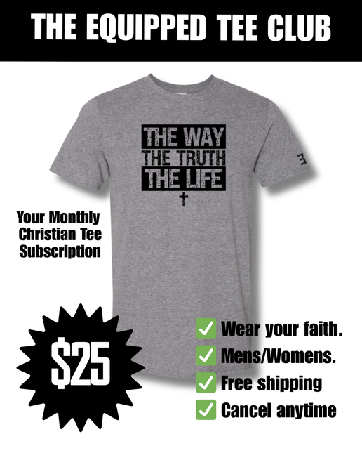 Christian T-shirt subscription box – Equipped Tee Club monthly faith-based shirt