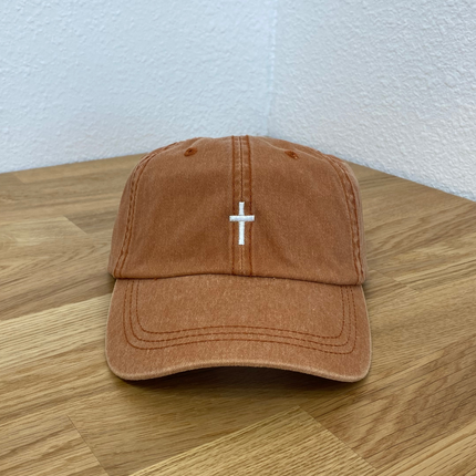 Distressed Embroidered Cross Hat