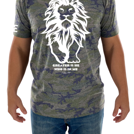 Greater Is He Lion Mens Tee