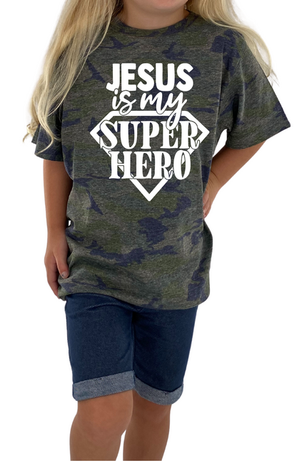 Jesus Is My Superhero Kids Tee